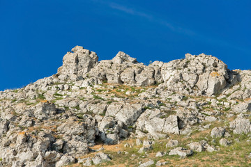 stone rock with green grass