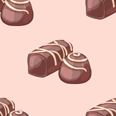Chocolate candy frosting. A cartoon vector illustration. Seamless pattern.