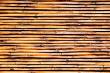 Brown bamboo fence for background and texture