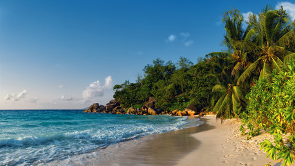 Fototapeta na wymiar anse georgette beach in seychelles praslin island