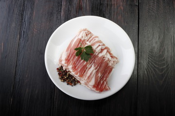 bacon on wooden background