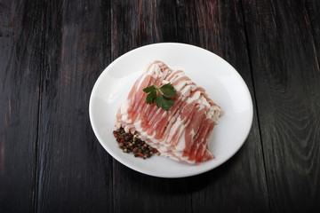 bacon on wooden background