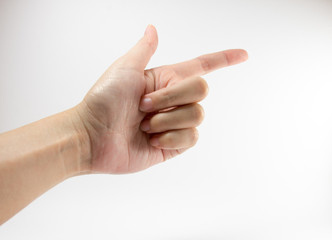 finger hand girl symbols isolated the concept hand showing thumbs down and bad dislike on white background