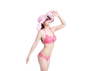 beauty woman wear bikini happily