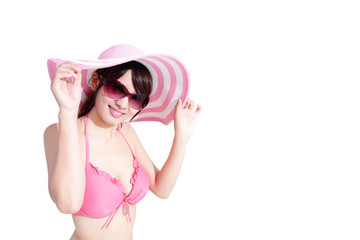 beauty woman wear bikini happily