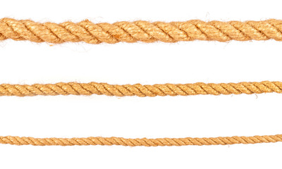 rope isolated on white background. Set of various ropes