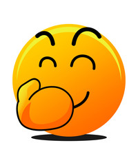 Smiling emoticon with smiling eyes and hand over his mouth