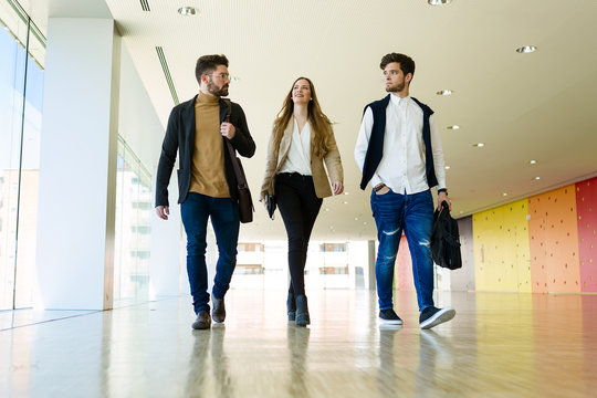 Group of business people working in modern office.