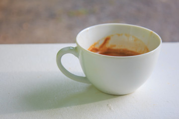 The coffee maker one shot on white cup