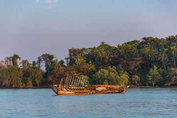 Old shipwreck stranded at Koh Mak, Thailand.