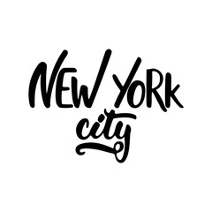 New york city - hand drawn lettering phrase isolated on the white background. Fun brush ink inscription for photo overlays, greeting card or t-shirt print, poster design
