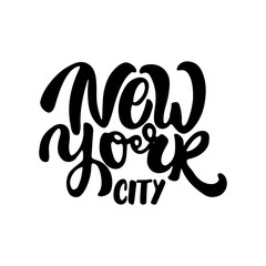 New york city - hand drawn lettering phrase isolated on the white background. Fun brush ink inscription for photo overlays, greeting card or t-shirt print, poster design