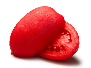Halved peeled tomato,clipping  paths