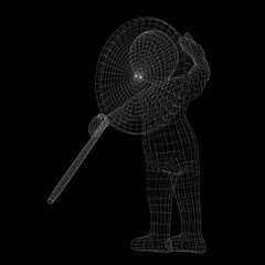 man looking through a magnifying glass