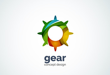 Gear logo template, hi-tech digital technology working and engineering concept