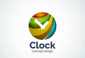 Clock logo template, time management business concept