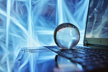 Notebook with Globe network concept