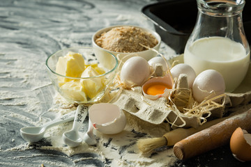 Baking ingredients background