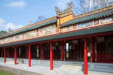 A fragment of the old gallery Palace of the forbidden Imperial city. Hue, Vietnam