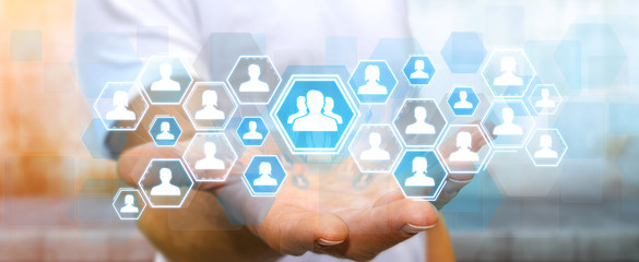 Businessman using social network