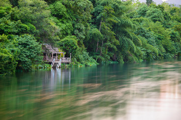 River Kwai Landscape at sunset time , Kanchanaburi, Thailand