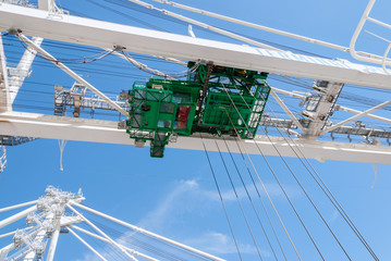 Container crane in harbor,
Operator’s cab from the bottom upwards
