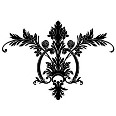 Black and white vintage floral ornament, element. Vector.