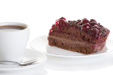 coffee and cake with cherries