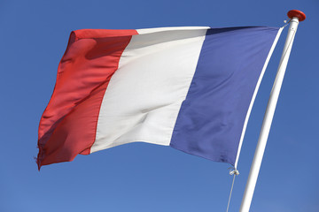 French flag blowing in the wind