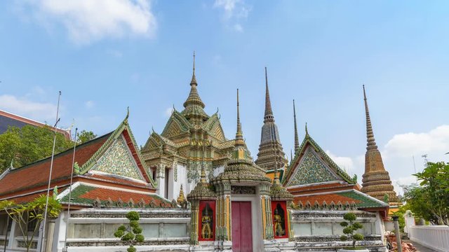 Wat Pho temple, Bangkok, Thailand, 4K Time lapse