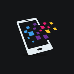 Mobile phone vector logo template concept illustration. Smartphone creative sign. Modern technology. Mobile Design element.