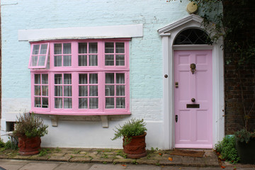 Fototapeta na wymiar Pink Door and window house.