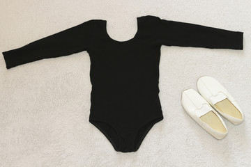 The concept of fitness, diet, weight loss, health - bodysuit long sleeve or gymnastics leotard and...