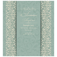 Wedding Invitation cards in an old-style beige and green