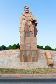 NOVOROSSIYSK, RUSSIA - AUGUST 3, 2016: a monument to the sailors of the revolution near the highway in Novorossiysk city in summer, Russia.