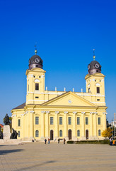 Obraz premium Reformed Protestant Great Church is located downtown the city of Debrecen between Kossuth square and Calvin square