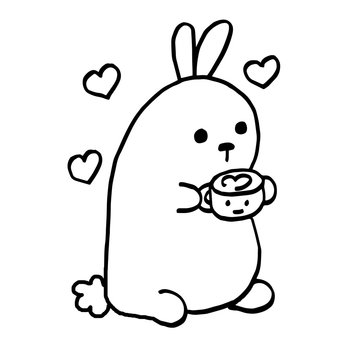 High quality original cute bunny with coffee and sweets