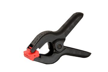 Single black clamp on white background