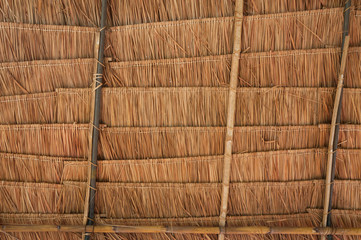 Rural house roof made of cogon grass,thatch roof background,Basketwork,Straw pattern roof background and texture