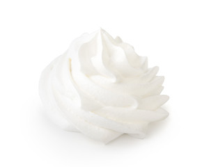 Whipped cream isolated on a white background with clipping path. Front view.