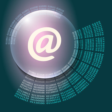 Vector abstract background and binary code and email symbol