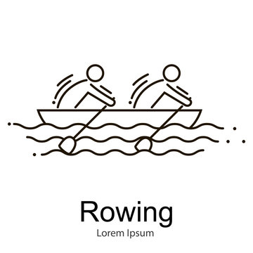 Canoe Rowing Team Icon Set. Sporting Competition Race.