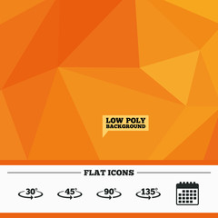 Angle degrees icons. Geometry math signs.