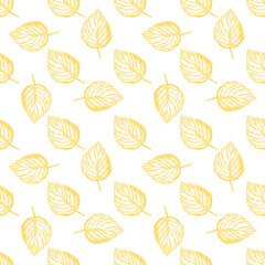 Seamless vector pattern with autumn leaves. Hand drawn detailed botanical background.