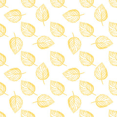 Seamless vector pattern with autumn leaves. Hand drawn detailed botanical background.