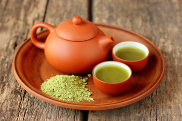 Brewing green tea powder, tea set