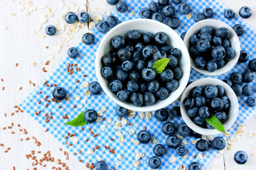 Freshly picked blueberries top view