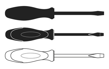 Screwdriver black and white vector icon