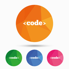 Code sign icon. Programming language symbol.