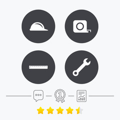 Construction helmet and ruler, roulette icons.